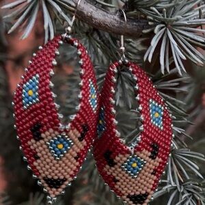 Native Buffalo Handcrafted Red Beaded Earrings